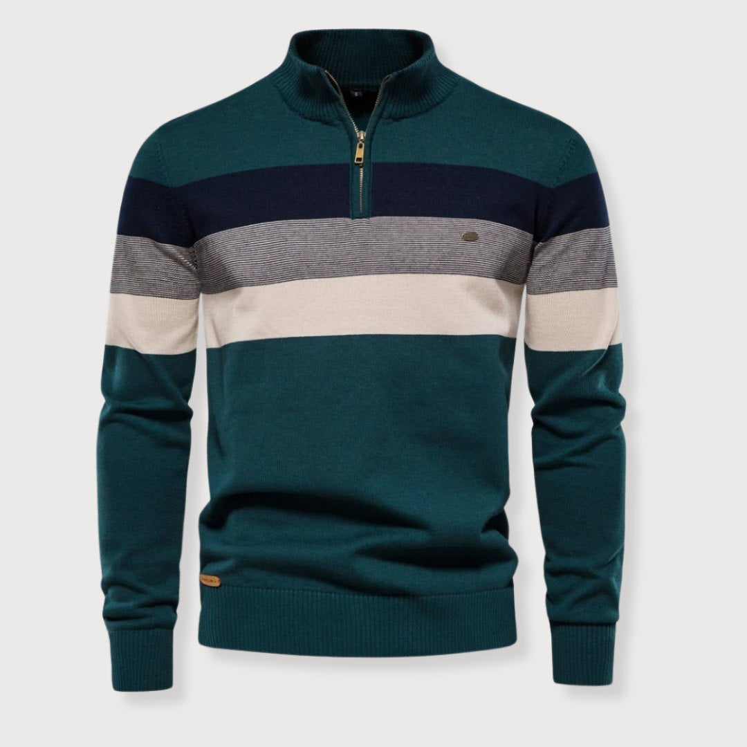 Lucas - Gestreepte Half-Zip Trui voor Heren